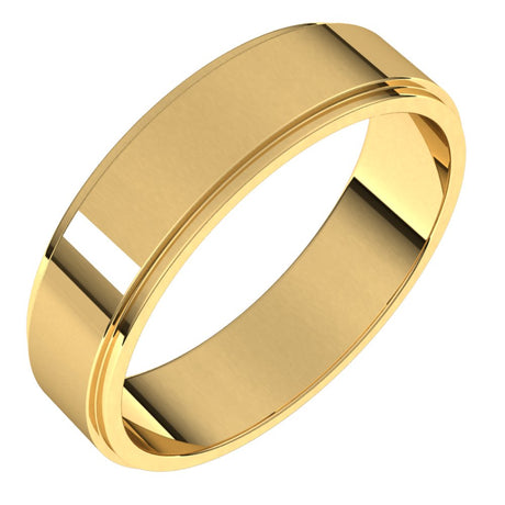 14K Yellow 5 mm Flat Edge Band Size 7.5