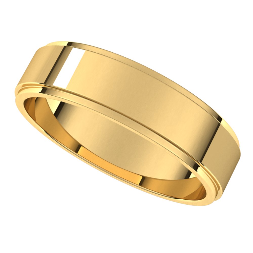 18K Yellow 5 mm Flat Edge Band Size 10.5
