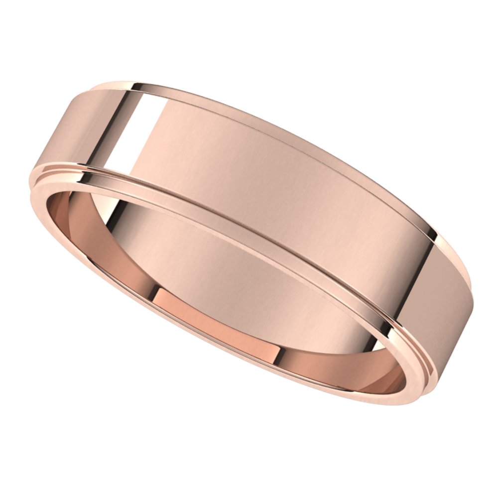 14K Rose 5 mm Flat Edge Band