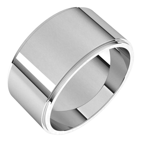 14K White 10 mm Flat Edge Band Size 7