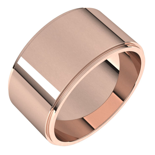 14K Rose Gold 10 mm Stepped-Edge Flat Band Size 11