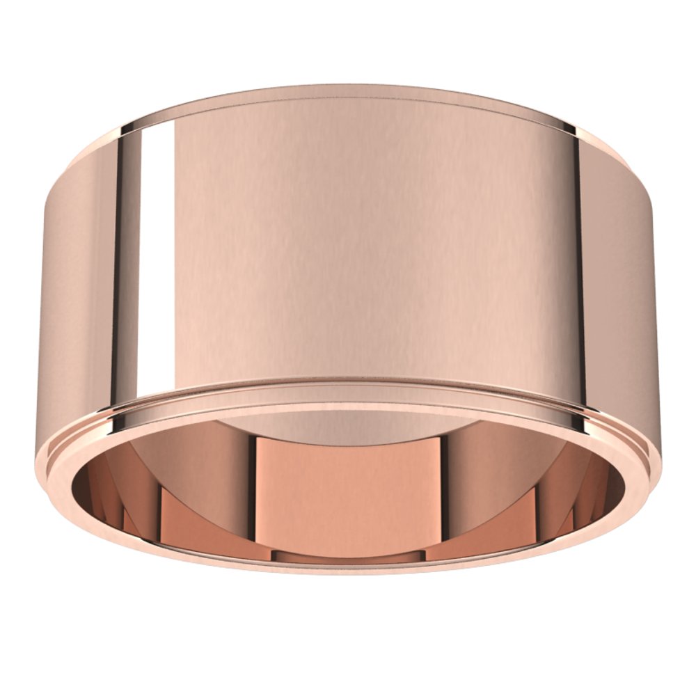 14K Rose Gold 10 mm Stepped-Edge Flat Band Size 11