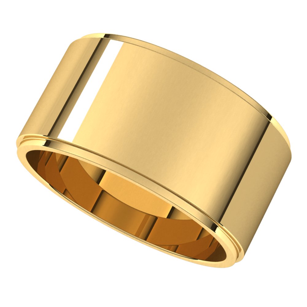 18K Yellow 10 mm Flat Edge Band