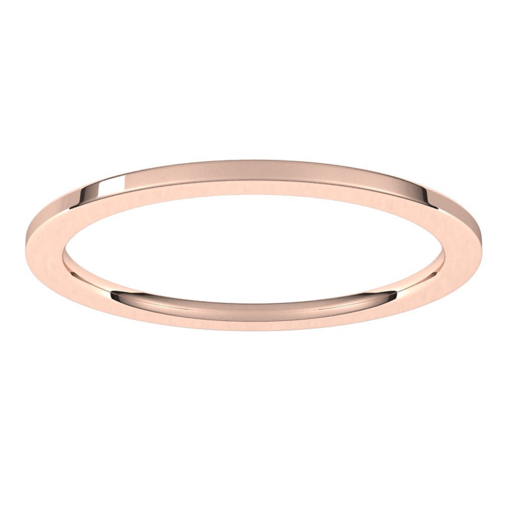 14K Rose Gold 1 mm Comfort-Fit Flat Band Size 8