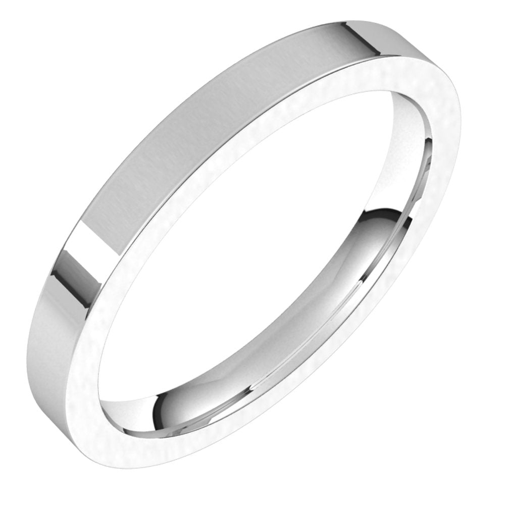 10K White 2.5 mm Flat Comfort Fit Band Size 7