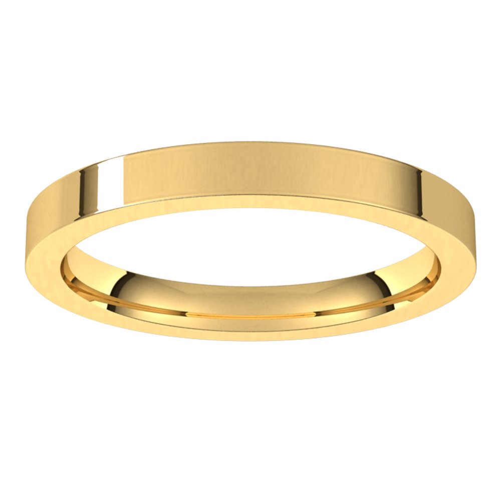 14K Yellow 2.5 mm Flat Comfort Fit Band