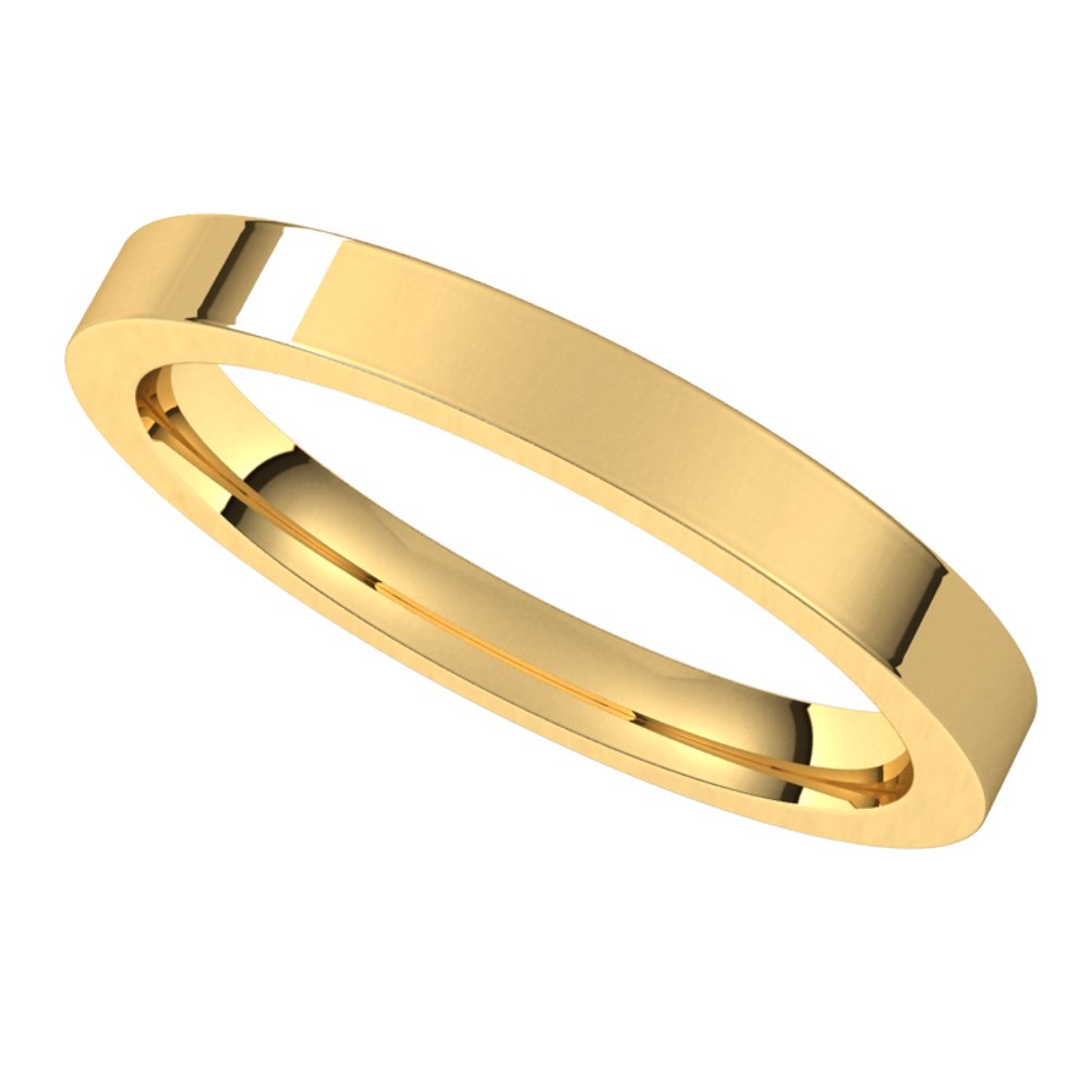 14K Yellow 2.5 mm Flat Comfort Fit Band