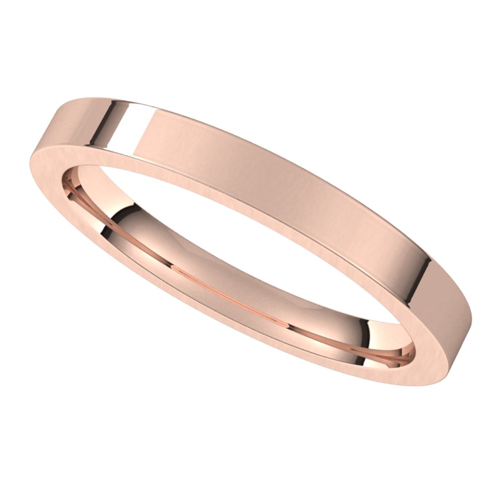 14K Rose 2.5 mm Flat Comfort Fit Band