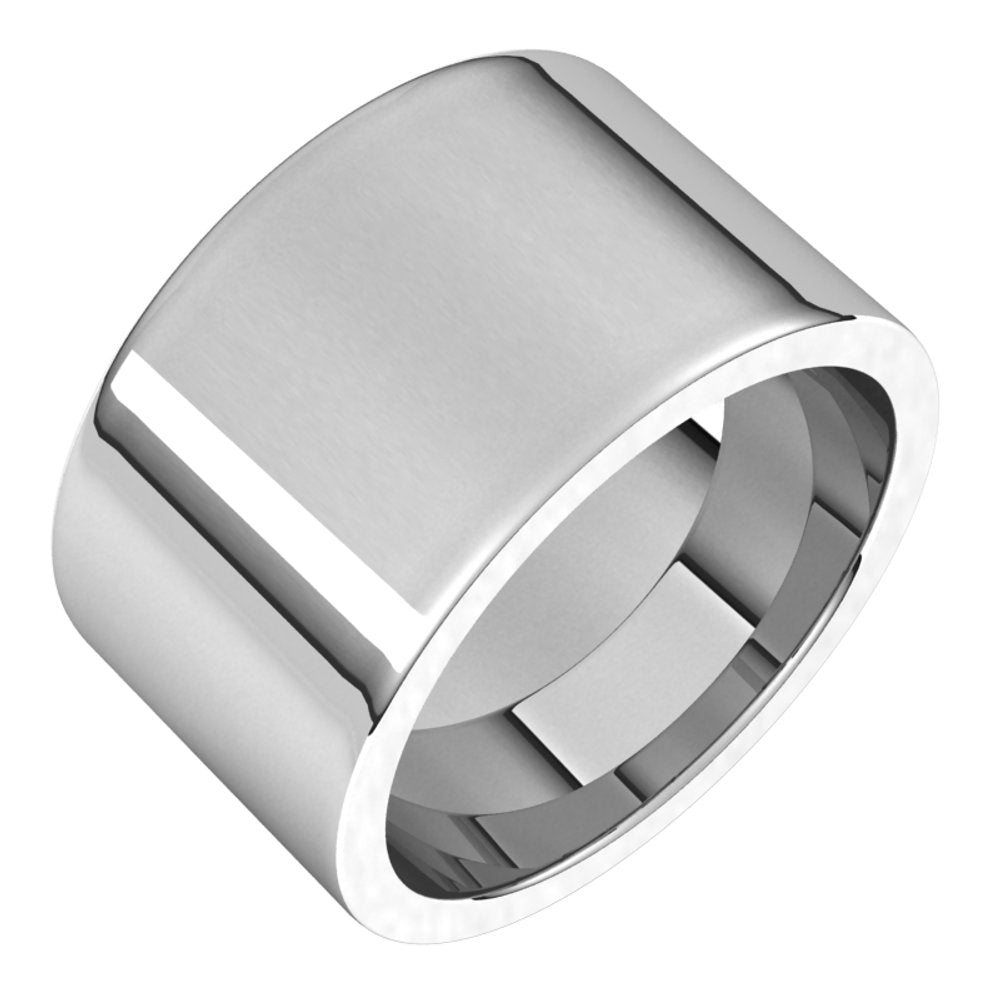 14K White Gold 12 mm Comfort-Fit Flat Band Size 5