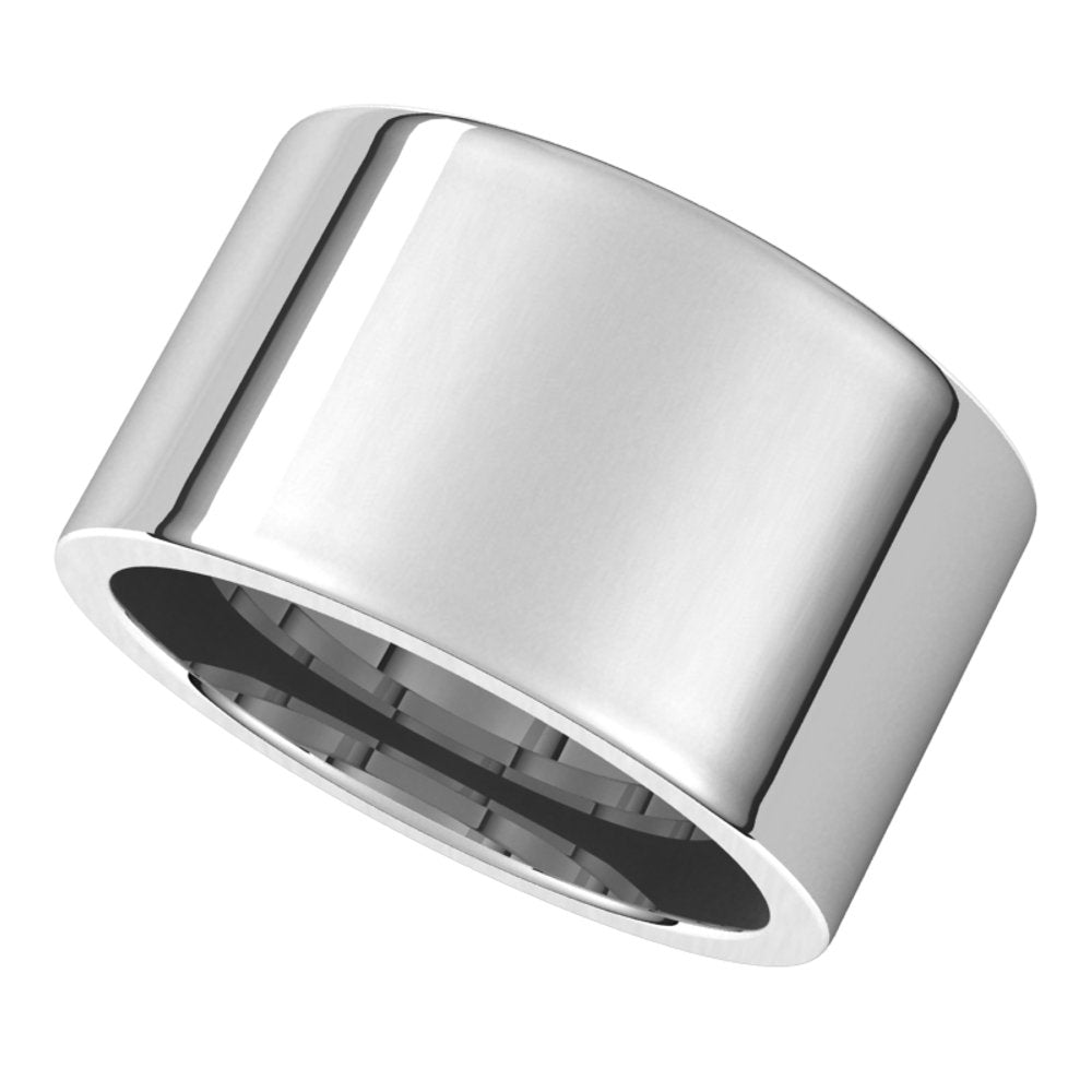 14K White Gold 12 mm Comfort-Fit Flat Band Size 5