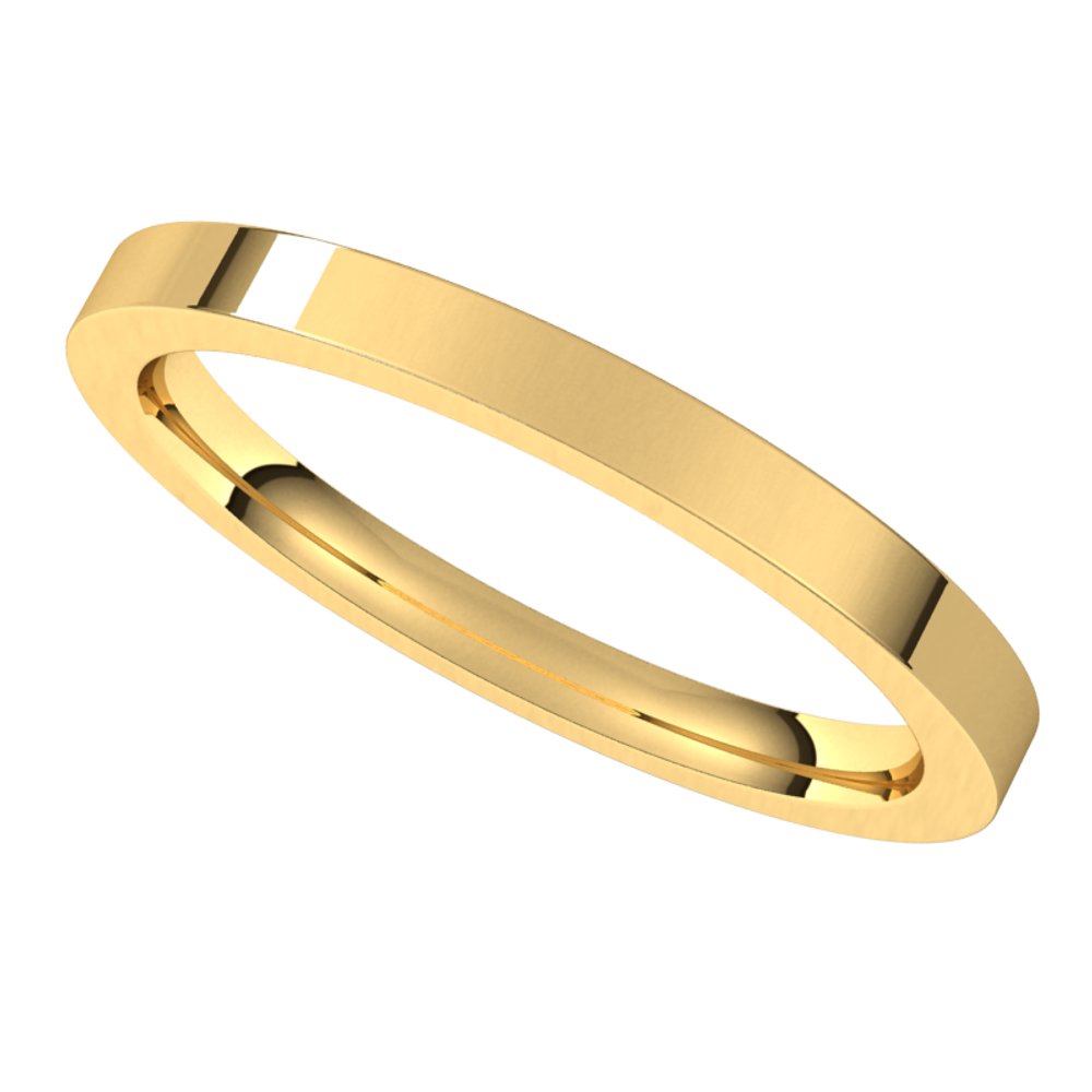 18K Yellow 2 mm Flat Comfort Fit Band