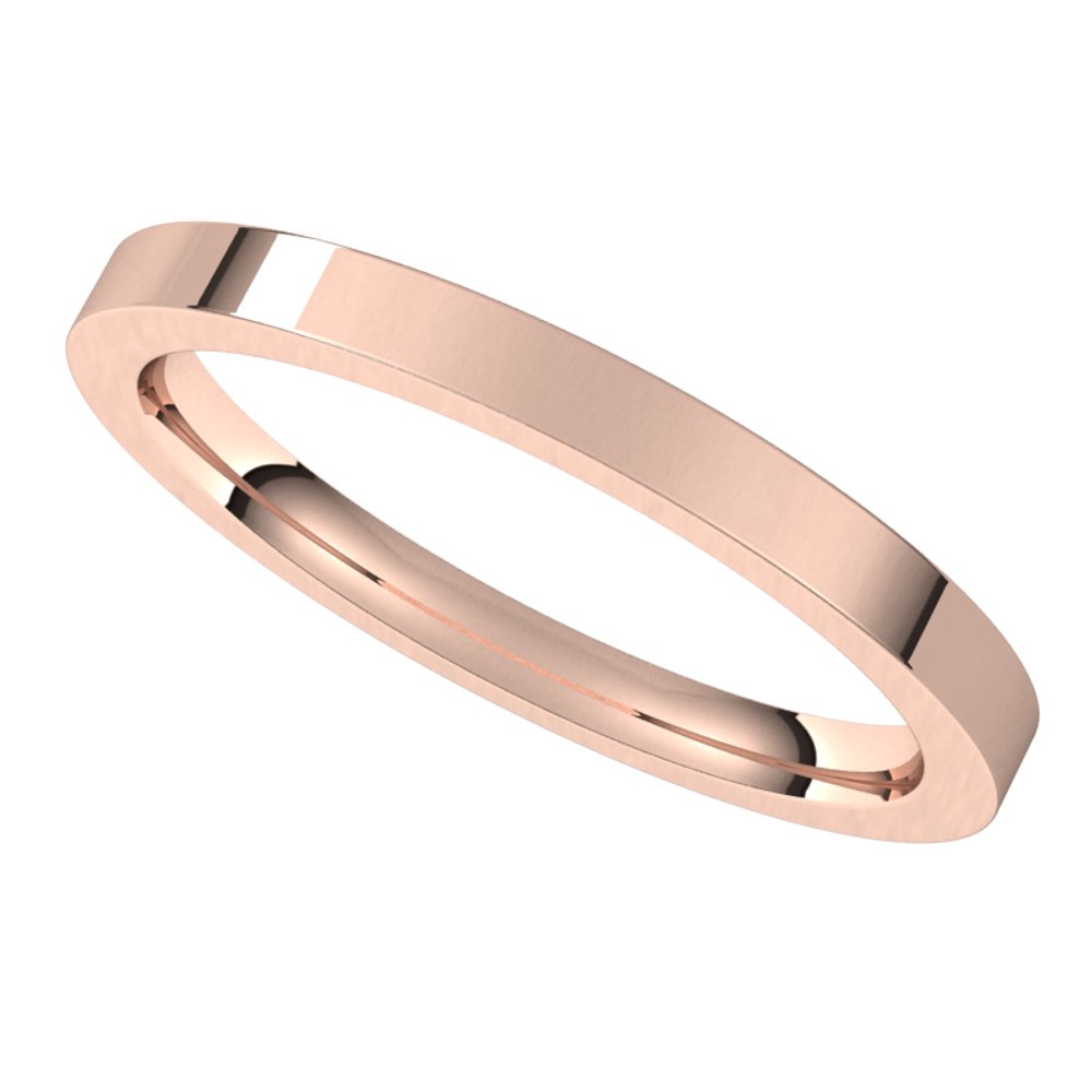 14K Rose Gold 2 mm Comfort-Fit Flat Band Size 5