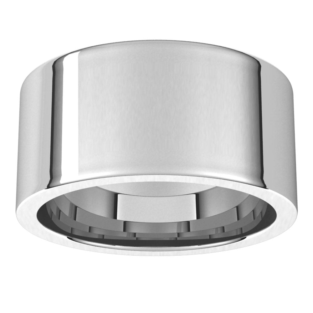 14K White Gold 10 mm Comfort-Fit Flat Band Size 6