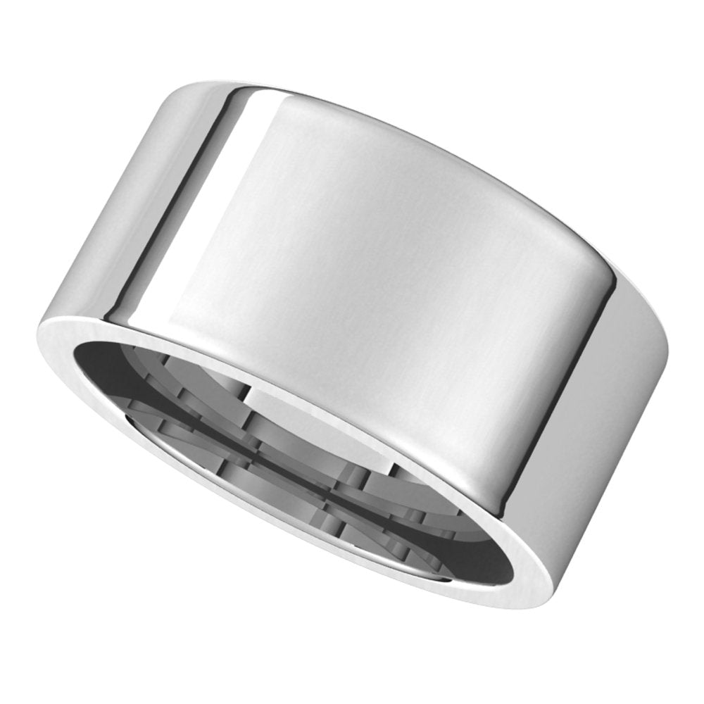 14K White Gold 10 mm Comfort-Fit Flat Band Size 6