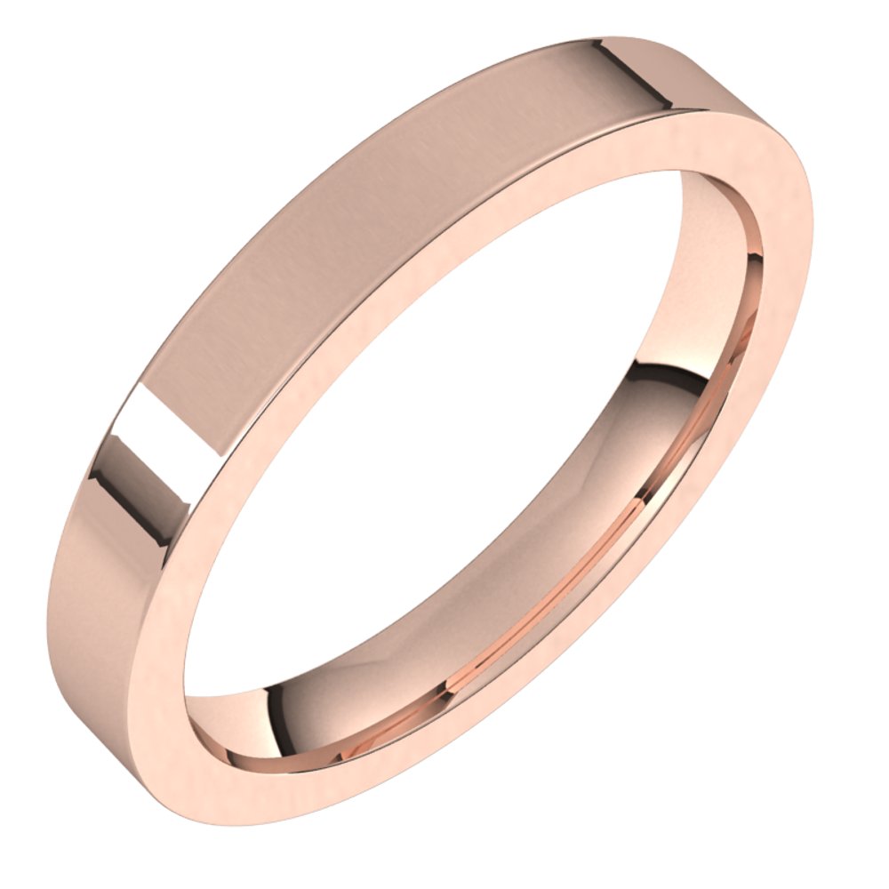 10K Rose 3 mm Flat Comfort Fit Band Size 8.5