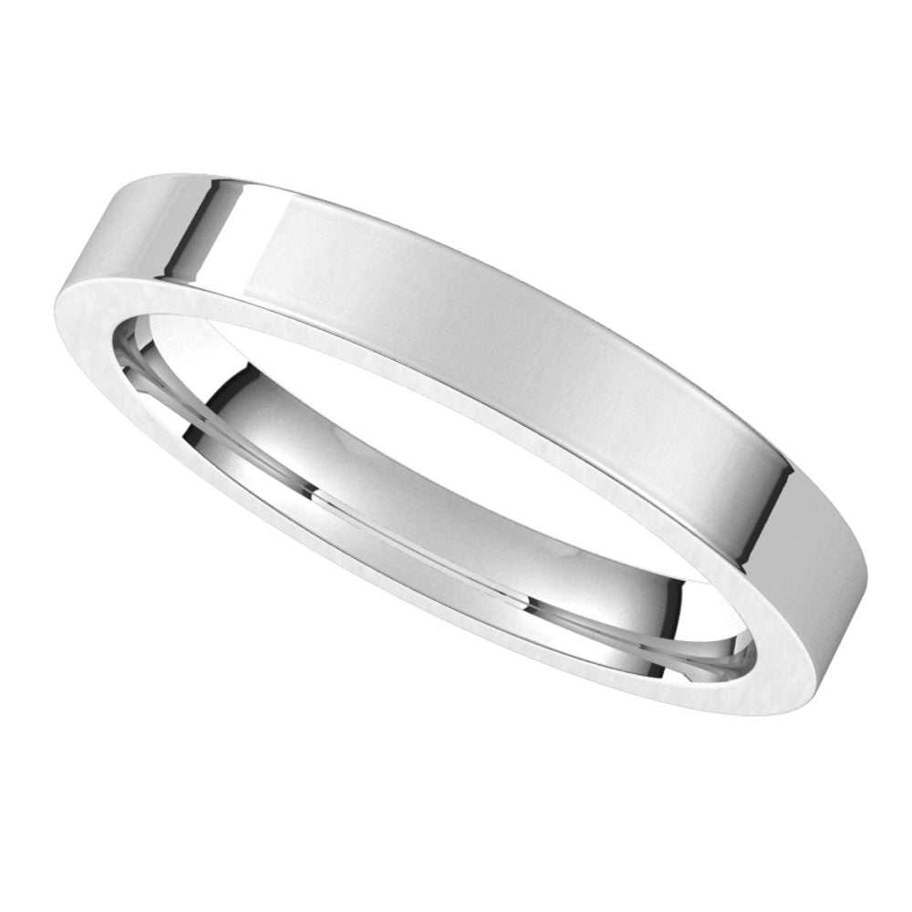 14K White 3 mm Flat Comfort Fit Band