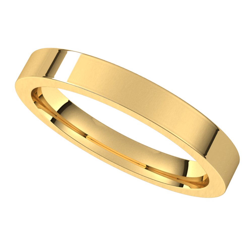 18K Yellow 3 mm Flat Comfort Fit Band