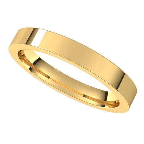 18K Yellow 3 mm Flat Comfort Fit Band