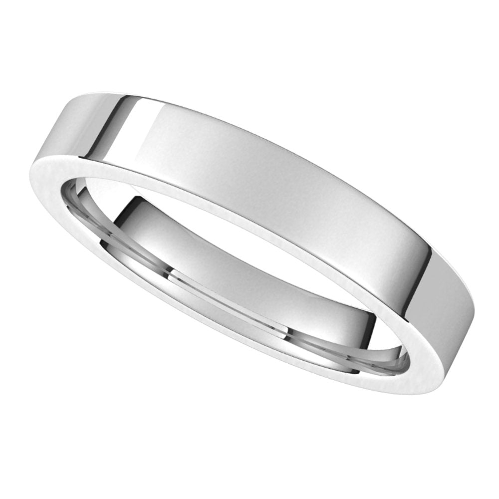 14K White 3.5 mm Flat Comfort-Fit Band