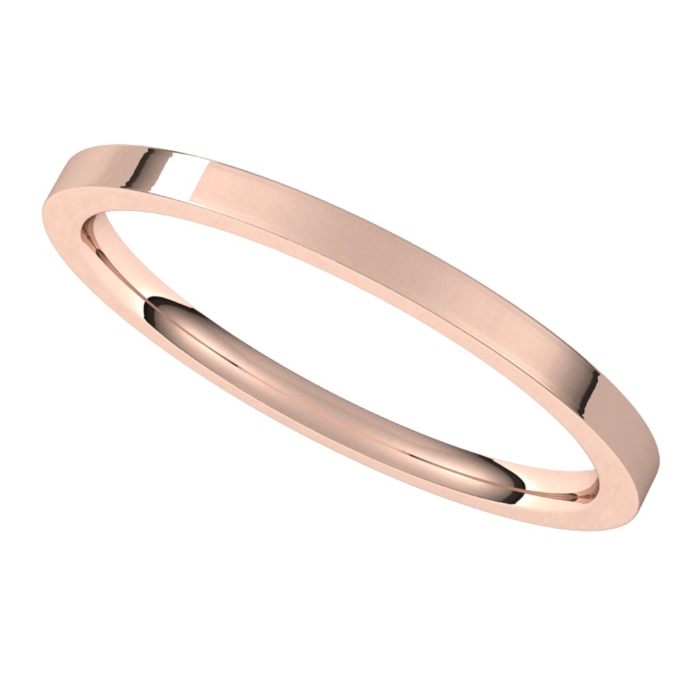 18K Rose Gold 1.5 mm Flat Comfort Fit Light Band Size 4.5