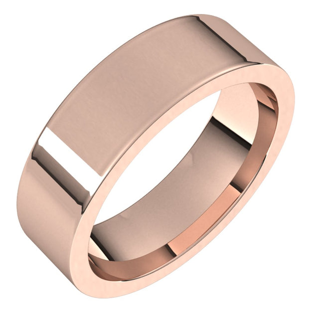 14K Rose 6 mm Flat Comfort Fit Band Size 7.5