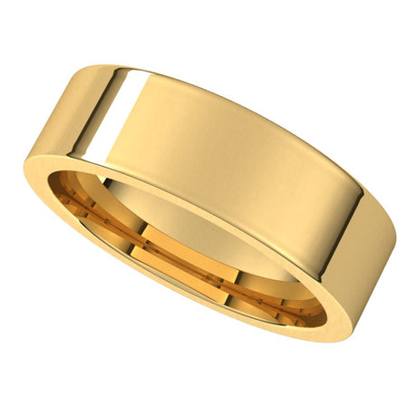 18K Yellow 6 mm Flat Comfort Fit Band