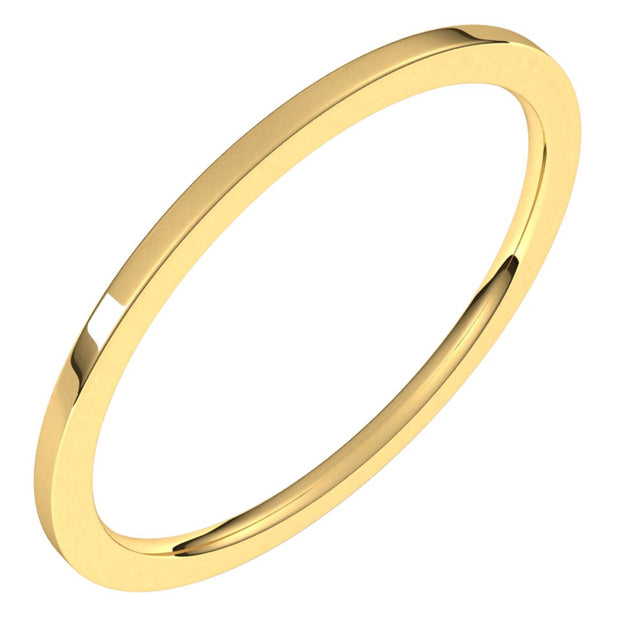 18K Yellow Gold 1 mm Flat Comfort Fit Light Band Size 7