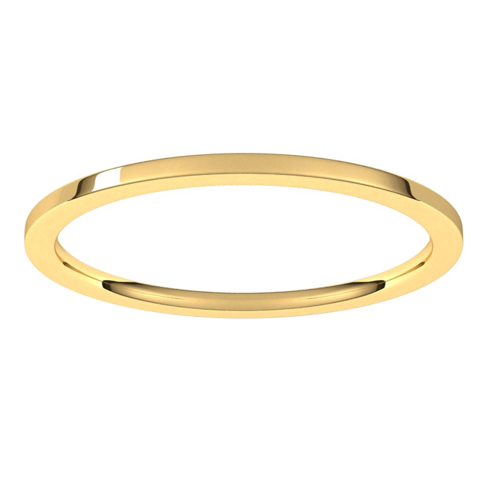 14K Yellow 1 mm Flat Comfort Fit Light Band Size 7
