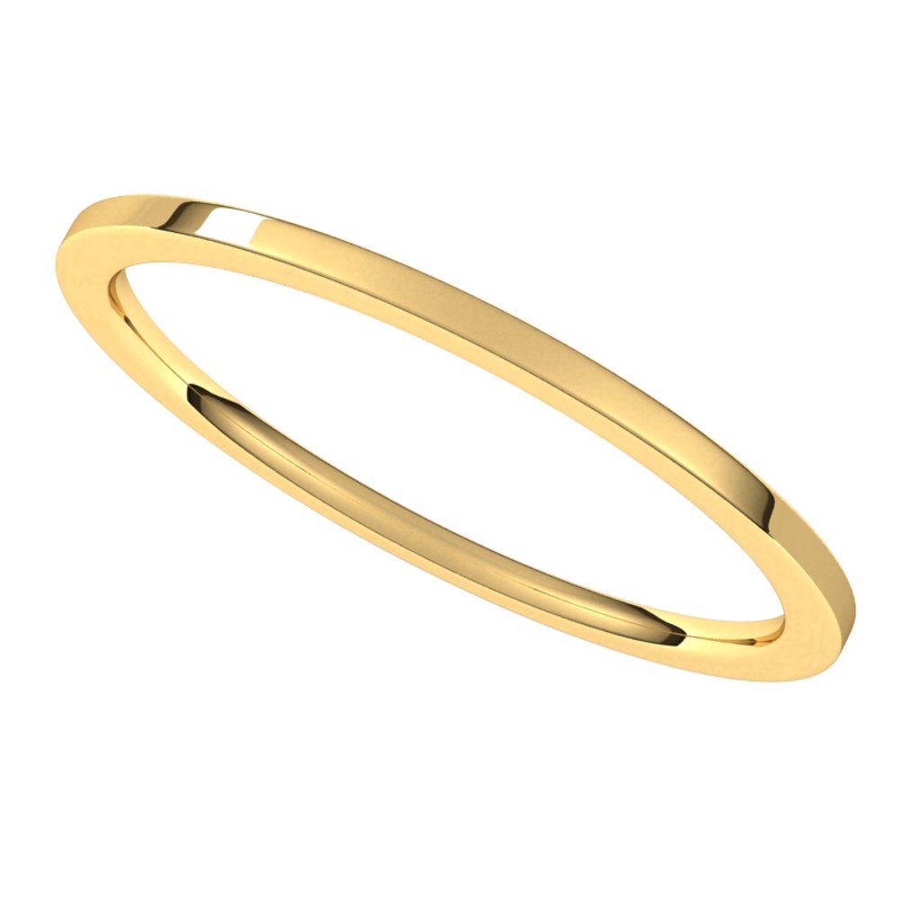 18K Yellow Gold 1 mm Flat Comfort Fit Light Band Size 7