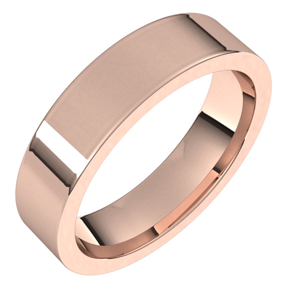 14K Rose 5 mm Flat Comfort Fit Band Size 4.5