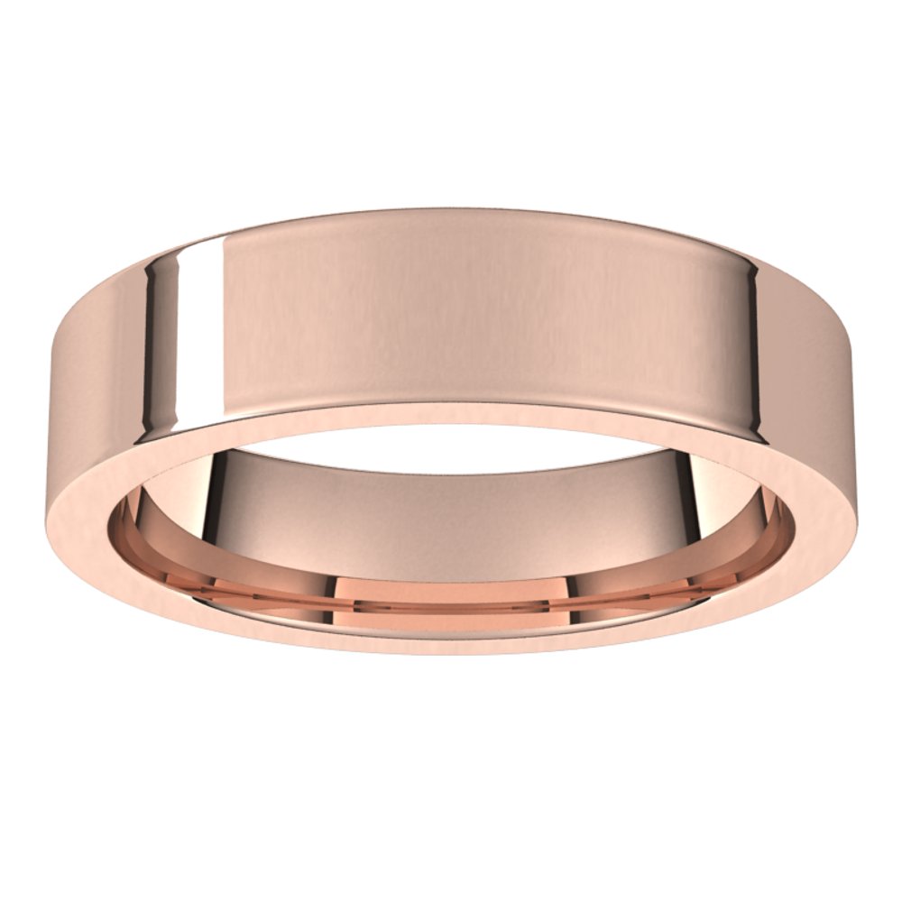 14K Rose 5 mm Flat Comfort Fit Band