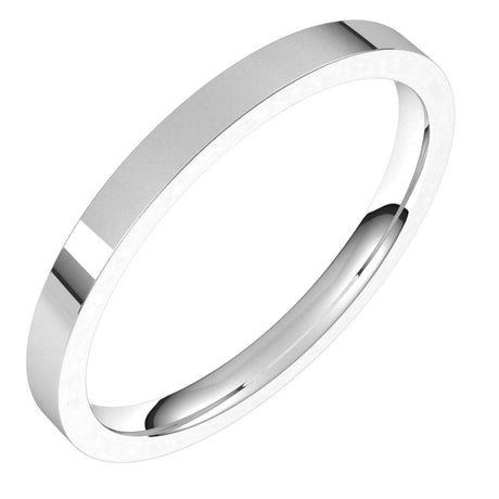 14K White Gold 2 mm Flat Comfort Fit Light Band Size 5