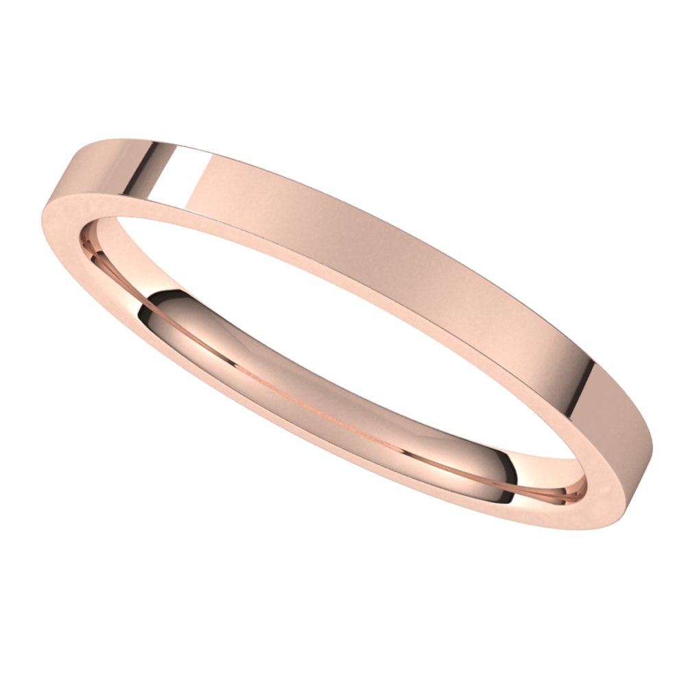 18K Rose 2 mm Flat Comfort Fit Light Band Size 7.5