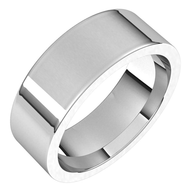 14K White 7 mm Flat Comfort Fit Band Size 5.5