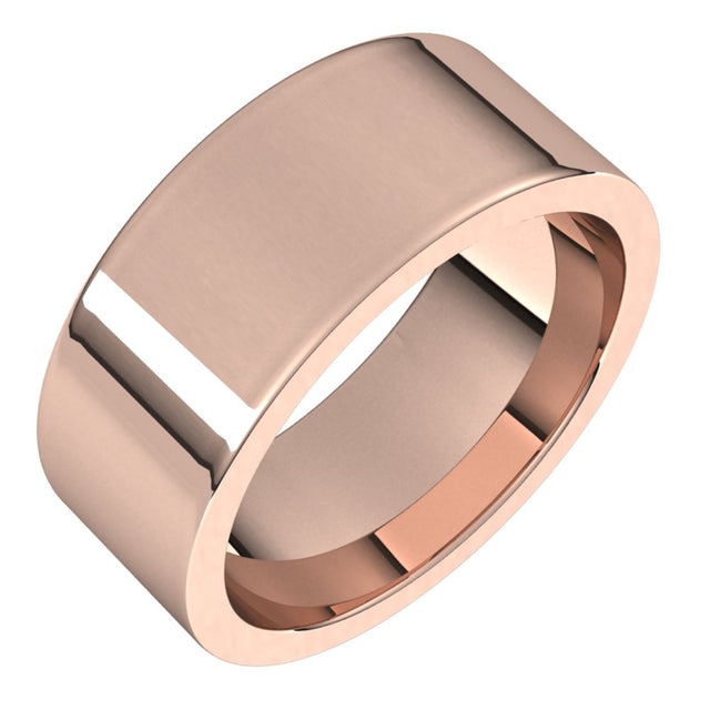 14K Rose 8 mm Comfort-Fit Flat Band Size 8