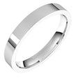 18K White 3 mm Flat Comfort Fit Light Band Size 8.5