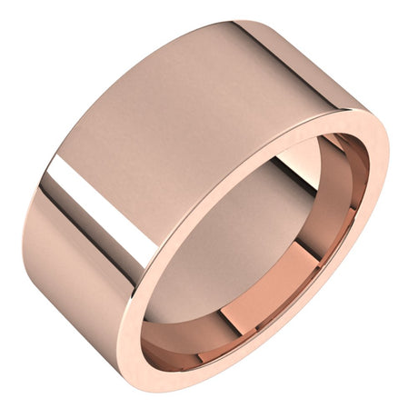 14K Rose 9 mm Comfort-Fit Flat Band Size 6.5