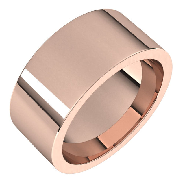 14K Rose 9 mm Comfort-Fit Flat Band Size 6.5