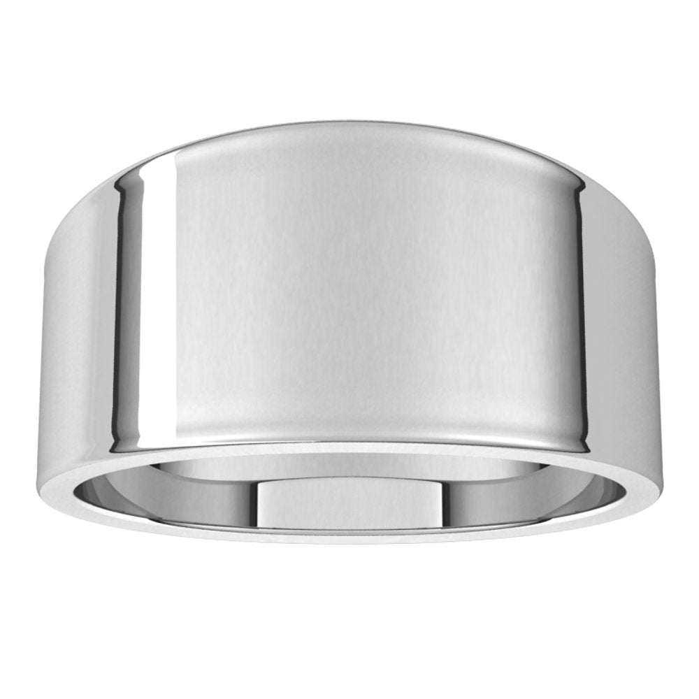 14K White 10 mm Flat Tapered Band