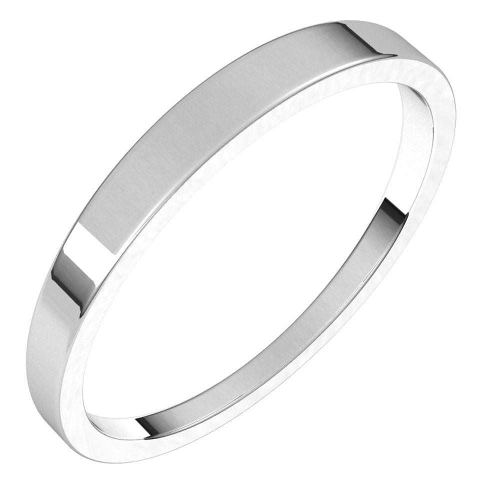 14K White Gold 2.5 mm Tapered Flat Band Size 5.5