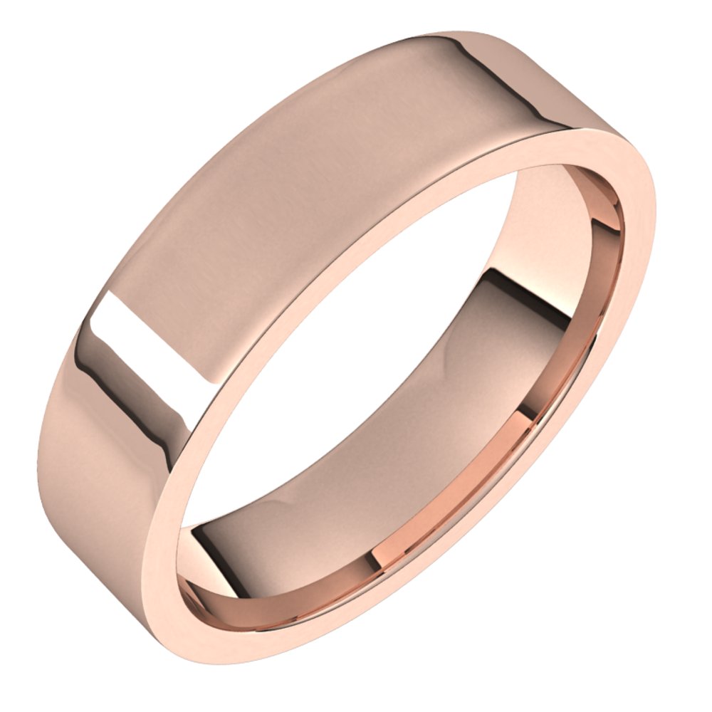 14K Rose 5 mm Flat Comfort Fit Light Band Size 4