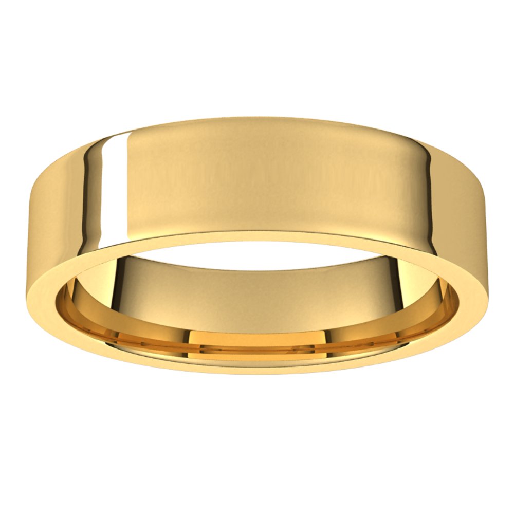 18K Yellow 5 mm Flat Comfort Fit Light Band