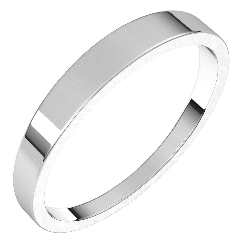 14K White 3 mm Flat Tapered Band Size 6