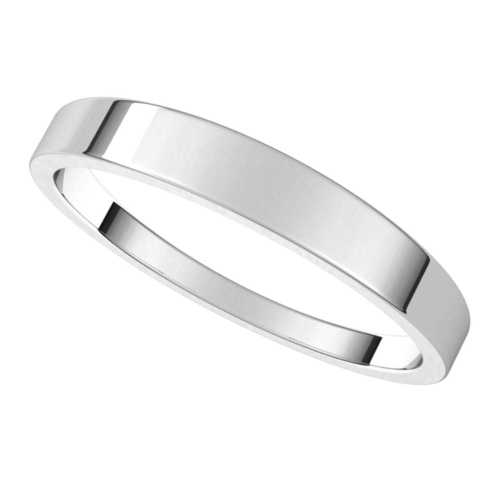 14K White 3 mm Flat Tapered Band