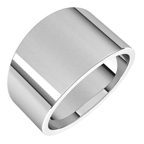 14K White 12 mm Tapered Flat Band Size 6