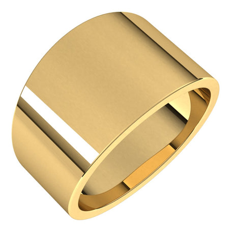 14K Yellow Gold 12 mm Tapered Flat Band Size 8