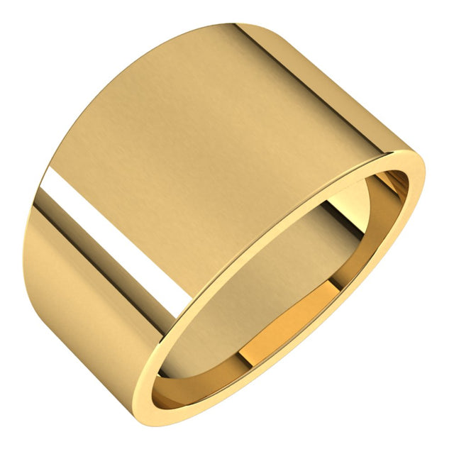 14K Yellow Gold 12 mm Tapered Flat Band Size 8