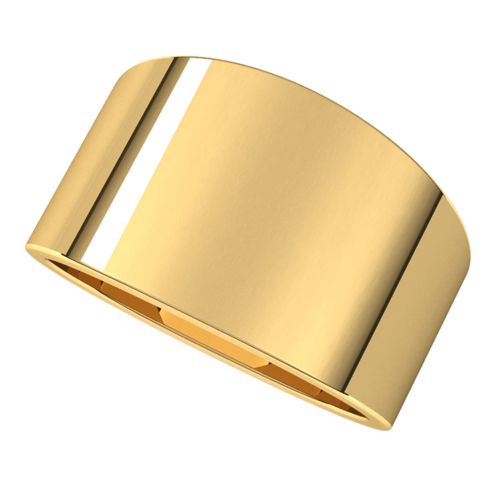 14K Yellow Gold 12 mm Tapered Flat Band Size 8