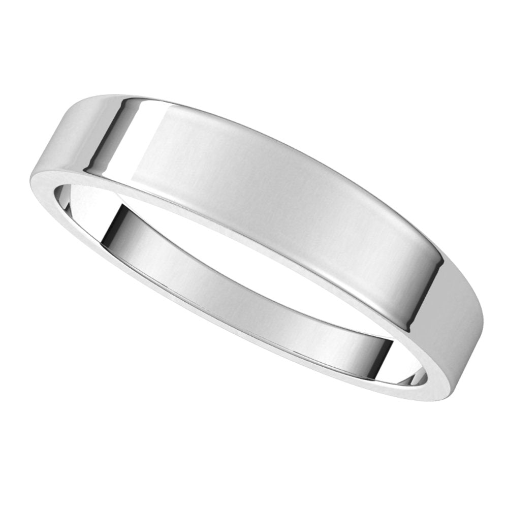 14K White 4 mm Flat Tapered Band