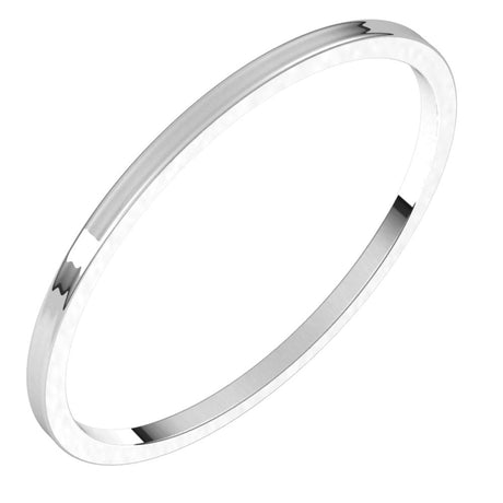 14K White Gold 1 mm Ultra-Lightweight Flat Band Size 6.5